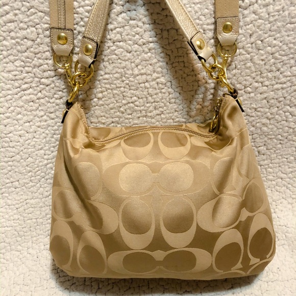 Coach Poppy Signature Sateen & Leather Hobo Bag. - Picture 2 of 8